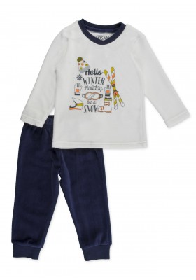 Pijama LOSAN para niño de terciopelo con estampado de motivos invernales