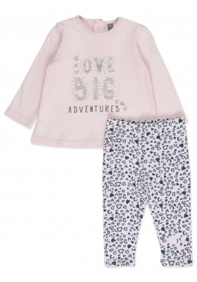 Conjunto de camiseta LOSAN para bebé niña en color rosa y leggins con corazones