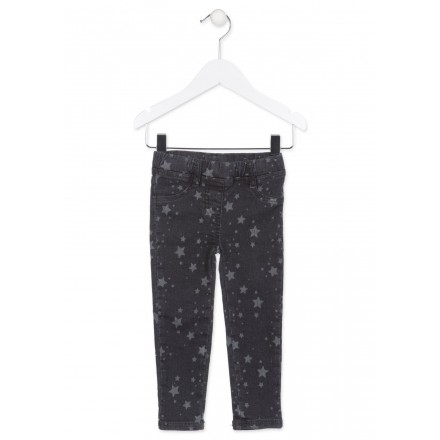 Pantalón LOSAN de color negro estampado con estrellas para niña