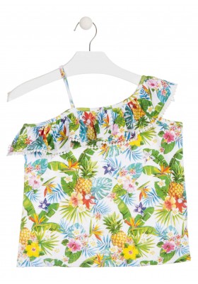 Camiseta de tirantes con estampado tropical para chica Losan 914-1019