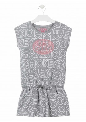 Vestido de manga corta de color gris para chica Losan 914-7012