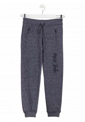 Pantalón jaspeado de color azul de felpa para chico Losan 913-6022