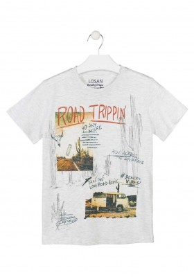 Camiseta de color natural de manga corta para chico Losan 913-1007