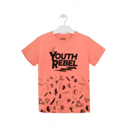 Camiseta de manga corta de color naranja para chico Losan 913-1025
