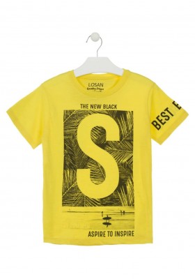 Camiseta de manga corta de color amarillo estampada para chico Losan 913-1000