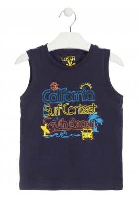 Camiseta con estampado playero de color azul para niño Losan 915-1302