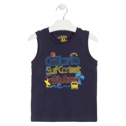 Camiseta con estampado playero de color azul para niño Losan 915-1302