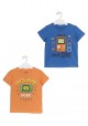 Camiseta con consola estampada color naranja para niño Losan 915-1204