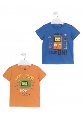 Camiseta con consola estampada color naranja para niño Losan 915-1204