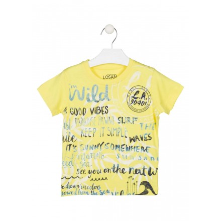 Camiseta de color amarillo de manga corta para niño Losan 915-1005