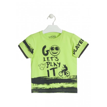 Camiseta de color verde con carita para niño Losan 915-1015