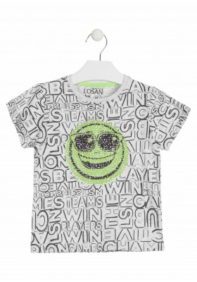 Camiseta de manga corta con lentejuelas reversibles color gris para niño Losan 915-1014
