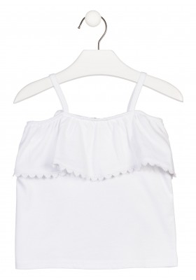 Camiseta de tirantes en color blanco para niña Losan 916-1014
