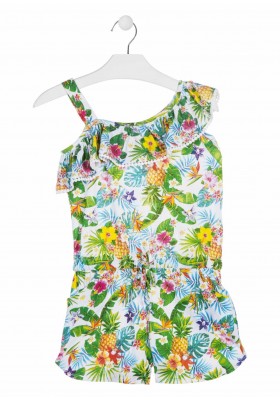 Mono corto con tirante y volante para niña Losan 914-7014