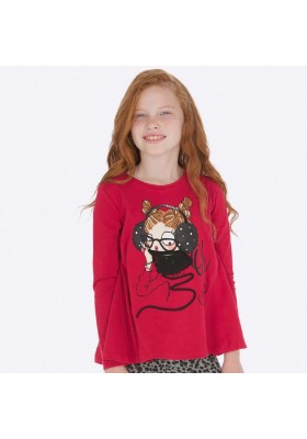 Camiseta manga larga capa serigrafia de Mayoral para niña modelo 7020