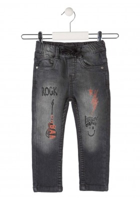 pantalon denim con prints LOSAN de niño modelo 925-6031AA